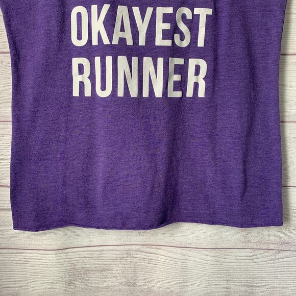 Next Level Apparel Purple Racerback Tank Too WORLD'S OKAYEST RUNNER Size XL - Picture 3 of 16